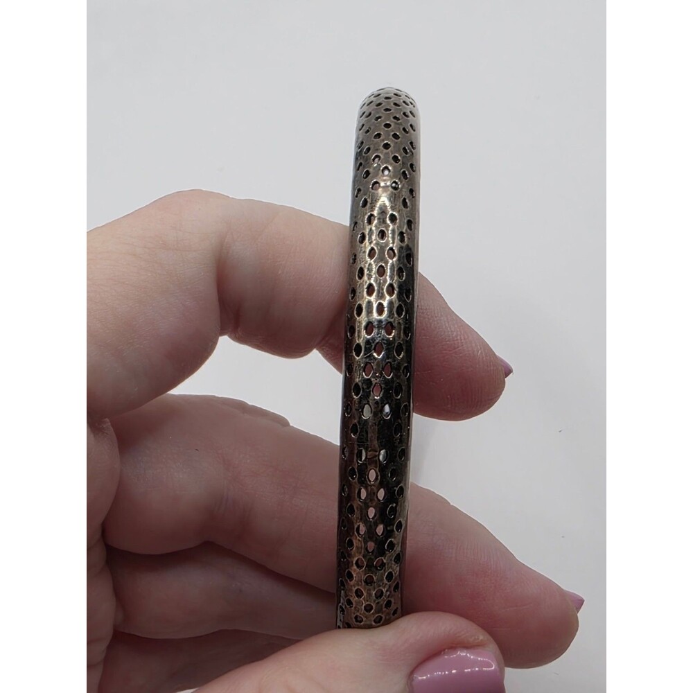 Metal Bangle Bracelet with Cutout Holes Unique Design